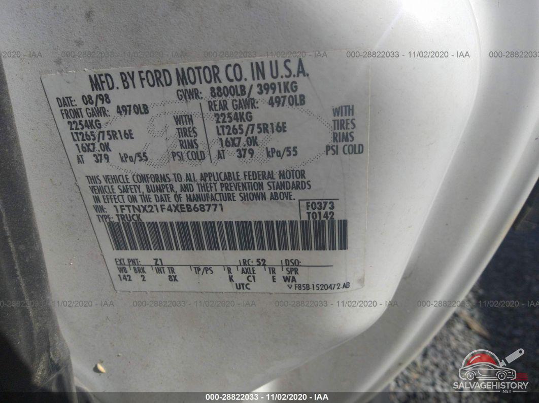 1FTNX21F4XEB68771 1999 FORD SUPER DUTY F-250 photo no. 9