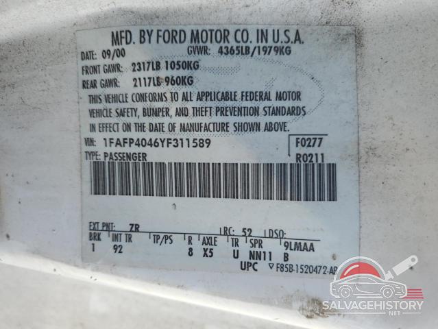 1FAFP4046YF311589 2000 FORD ALL Models photo no. 13