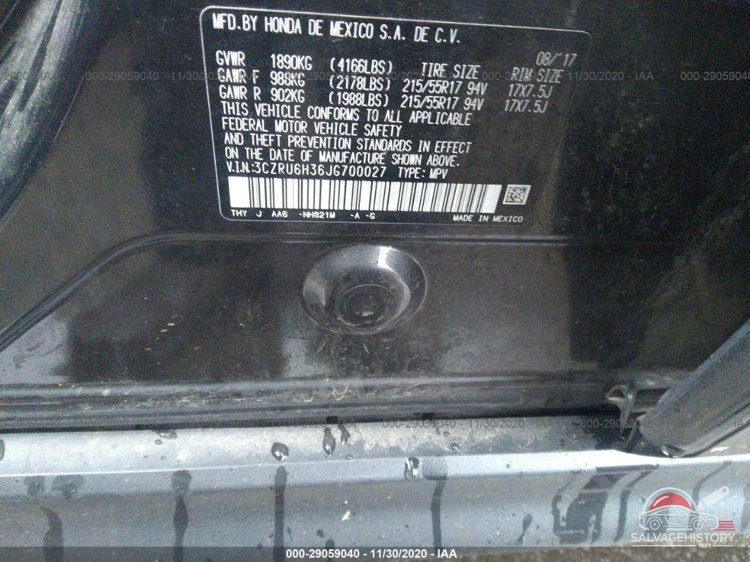3CZRU6H36JG700027 2018 HONDA HR-V photo no. 9