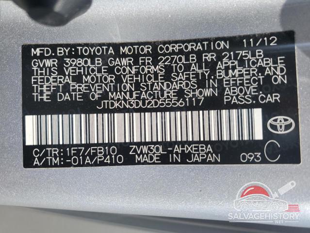 JTDKN3DU2D5556117 2013 TOYOTA PRIUS photo no. 13
