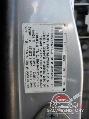 1HGCM56725A165148 2005 HONDA ACCORD photo no. 12