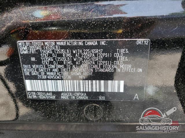 2T3DF4DV5CW210736 2012 TOYOTA RAV4 photo no. 13
