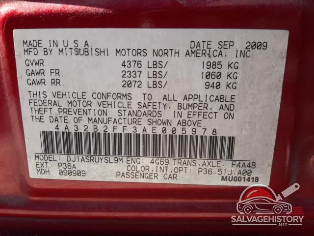 4A32B2FF3AE005978 2010 MITSUBISHI GALANT photo no. 12