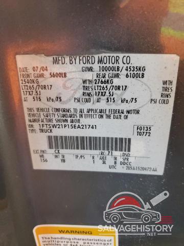 1FTSW21P15EA21741 2005 FORD F250 photo no. 12
