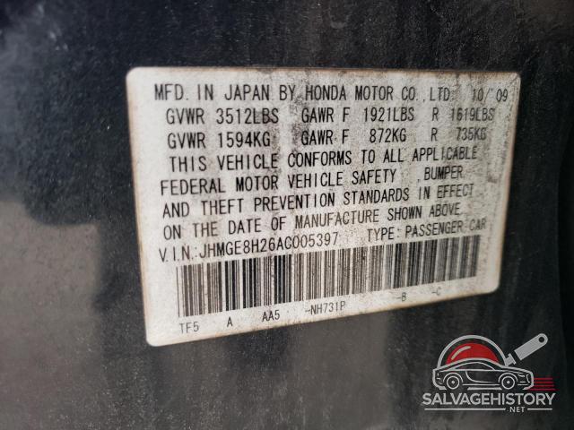 JHMGE8H26AC005397 2010 HONDA FIT photo no. 12