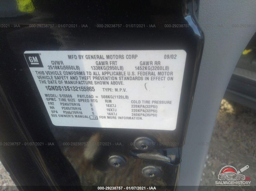 1GNDS13S132155865 2003 CHEVROLET TRAILBLAZER photo no. 9