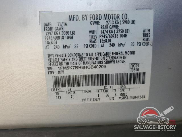 1FM5K7BH8HGB40209 2017 FORD EXPLORER photo no. 13