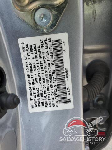 19XFC2F51GE210768 2016 HONDA CIVIC photo no. 12