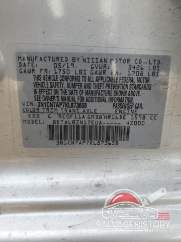 3N1CN7AP7KL873658 2019 NISSAN VERSA photo no. 12