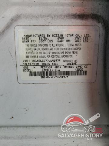3N1AB61E77L641979 2007 NISSAN SENTRA photo no. 12
