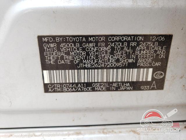JTHBE262472009571 2007 LEXUS IS photo no. 12