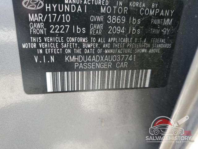 KMHDU4ADXAU037741 2010 HYUNDAI ELANTRA photo no. 12
