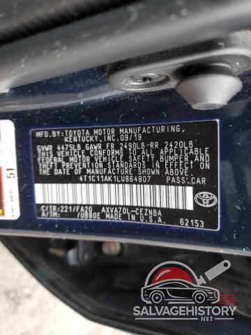 4T1C11AK1LU864807 2020 TOYOTA CAMRY photo no. 12