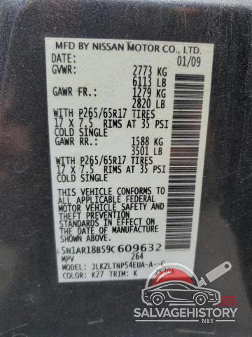 5N1AR18B59C609632 2009 NISSAN PATHFINDER photo no. 13