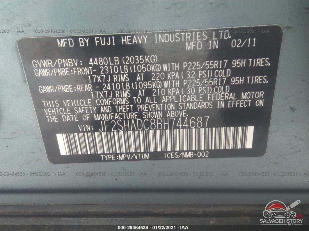 JF2SHADC8BH744687 2011 SUBARU FORESTER photo no. 9