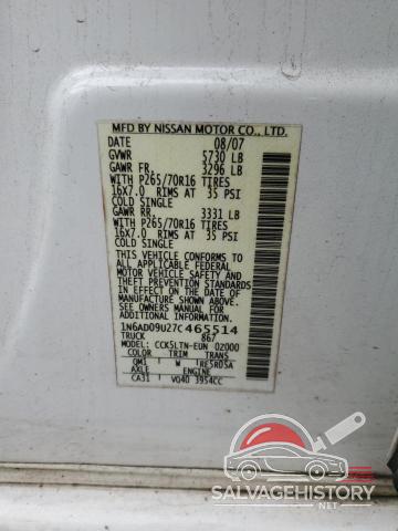 1N6AD09U27C465514 2007 NISSAN FRONTIER photo no. 12