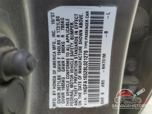 1HGFA16528L021279 2008 HONDA CIVIC photo no. 12