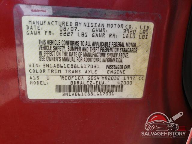 3N1AB61E88L617031 2008 NISSAN SENTRA photo no. 13
