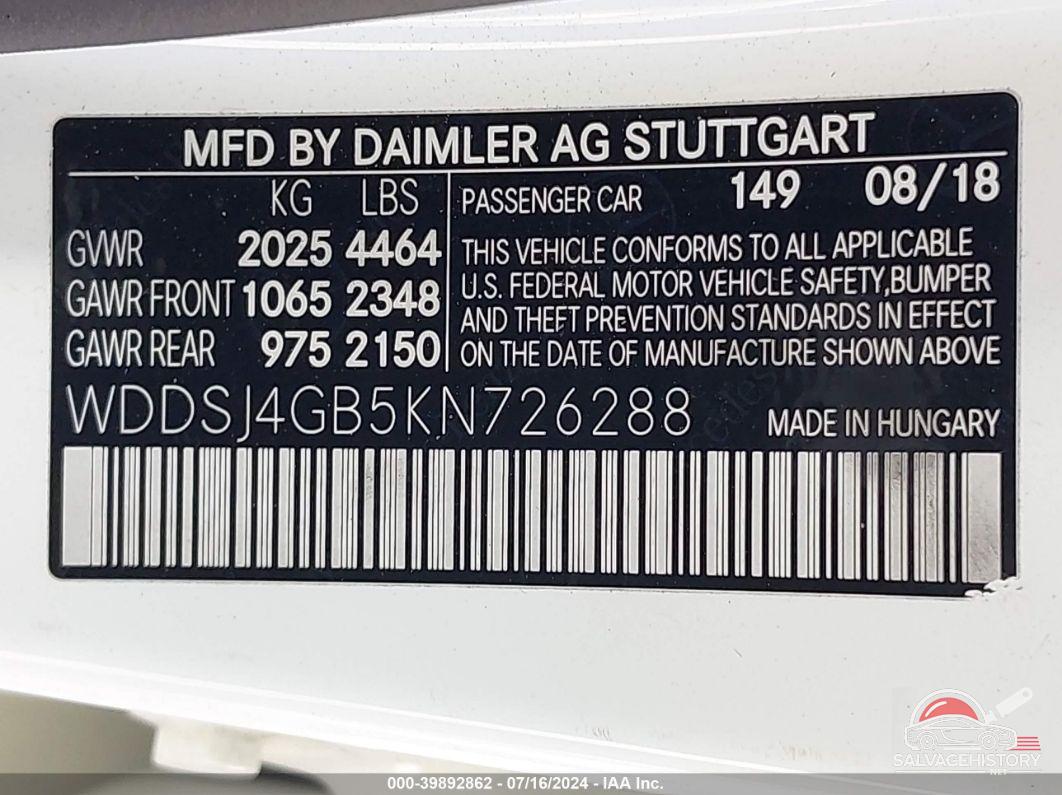 WDDSJ4GB5KN726288 2019 MERCEDES-BENZ CLA 250 photo no. 9