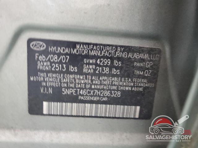 5NPET46CX7H286328 2007 HYUNDAI SONATA photo no. 12