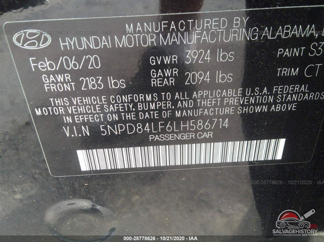 5NPD84LF6LH586714 2020 HYUNDAI ELANTRA photo no. 9