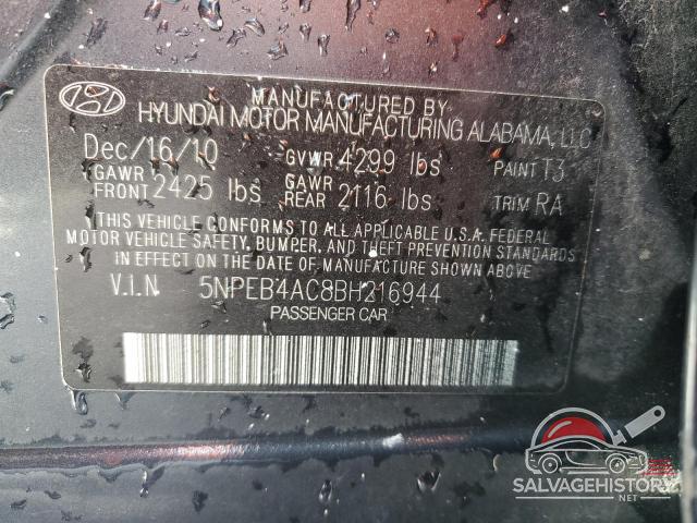5NPEB4AC8BH216944 2011 HYUNDAI SONATA photo no. 12
