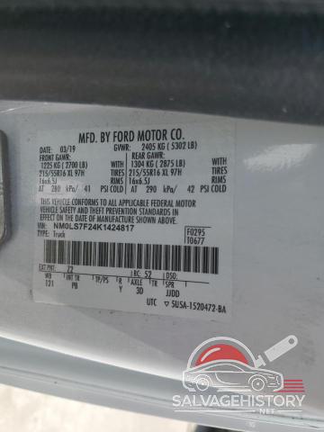 NM0LS7F24K1424817 2019 FORD TRANSIT photo no. 12