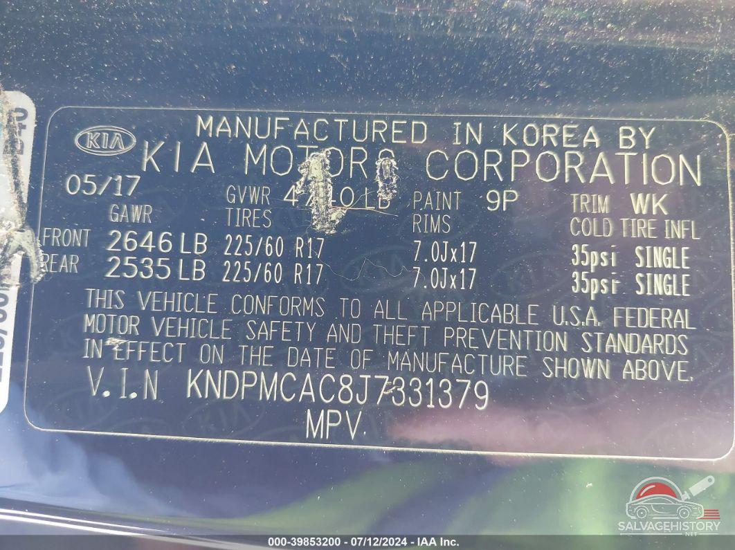 KNDPMCAC8J7331379 2018 KIA SPORTAGE photo no. 9