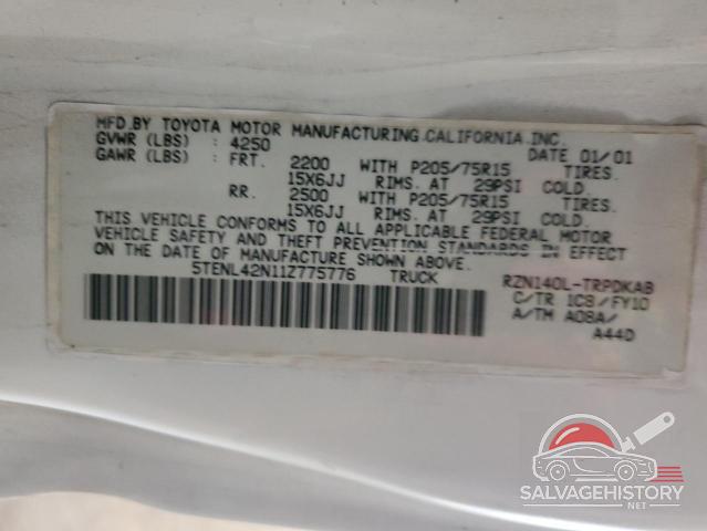 5TENL42N11Z775776 2001 TOYOTA All Models photo no. 12