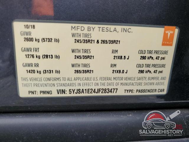 5YJSA1E24JF283477 2018 TESLA MODEL S photo no. 12