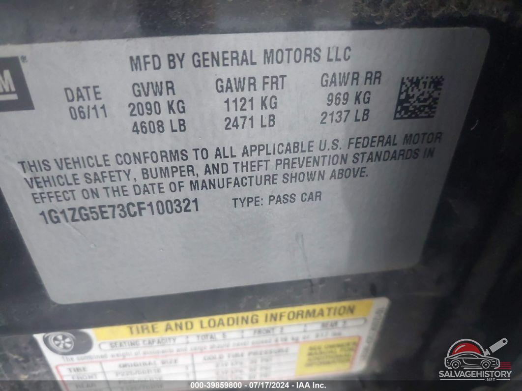 1G1ZG5E73CF100321 2012 CHEVROLET MALIBU photo no. 9