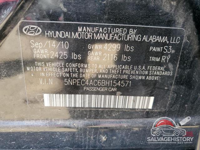 5NPEC4AC6BH154571 2011 HYUNDAI SONATA photo no. 12