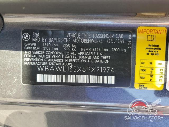 WBAWL135X8PX21974 2008 BMW 3 SERIES photo no. 12