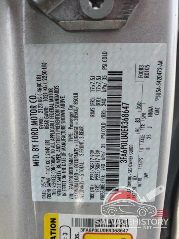 3FA6P0LU0ER368647 2014 FORD FUSION photo no. 12