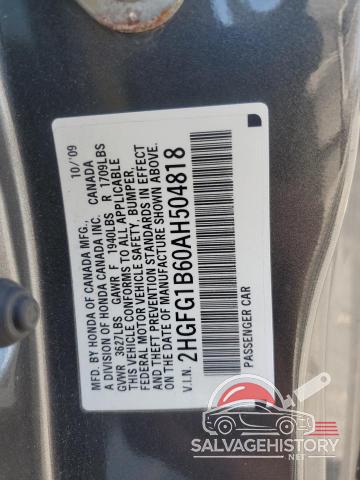2HGFG1B60AH504818 2010 HONDA CIVIC photo no. 12