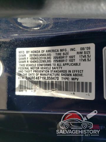 5J6RE48719L059470 2009 HONDA CRV photo no. 13