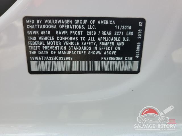 1VWAT7A32HC032968 2017 VOLKSWAGEN PASSAT photo no. 12