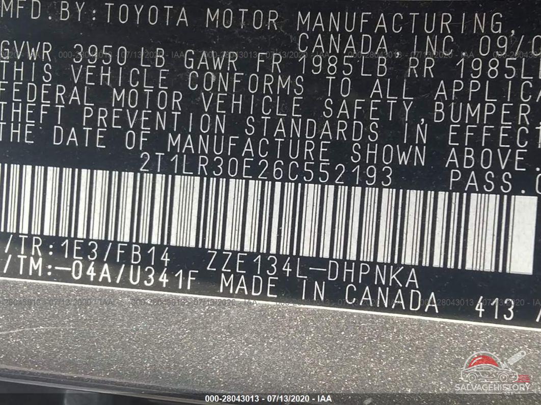 2T1LR30E26C552193 2006 TOYOTA MATRIX photo no. 9