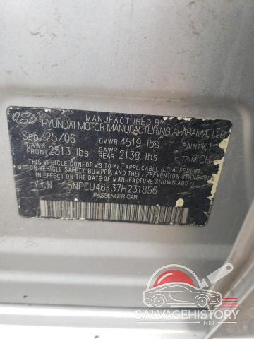5NPEU46F37H231856 2007 HYUNDAI SONATA photo no. 12