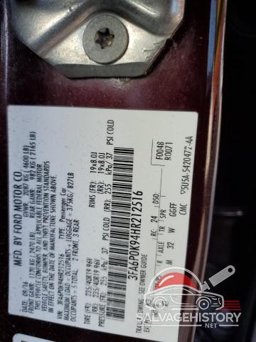 3FA6P0K94HR212516 2017 FORD FUSION photo no. 12