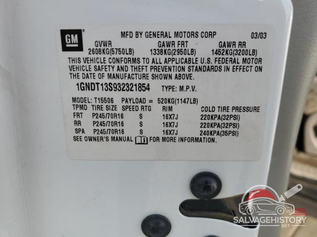 1GNDT13S932321854 2003 CHEVROLET TRAILBLZR photo no. 13