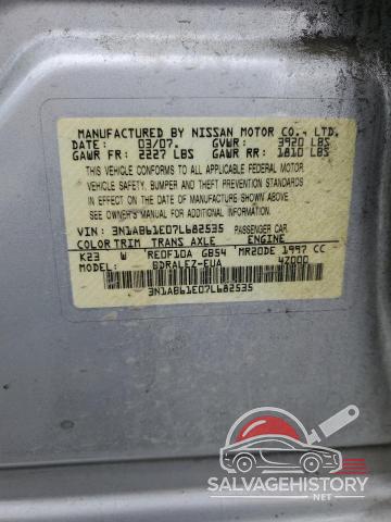 3N1AB61E07L682535 2007 NISSAN SENTRA photo no. 12