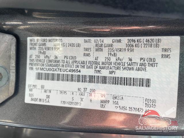 1FMCU0GX7EUC49654 2014 FORD ESCAPE photo no. 10