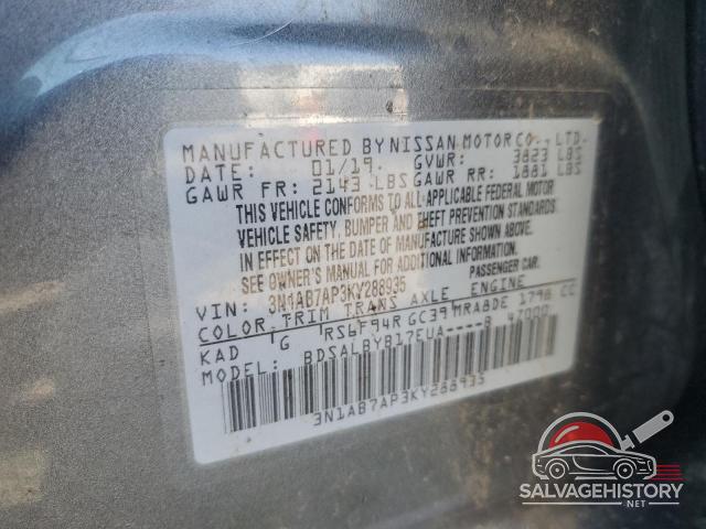 3N1AB7AP3KY288935 2019 NISSAN SENTRA photo no. 12