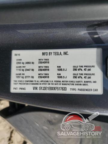 5YJ3E1EBXKF517633 2019 TESLA MODEL 3 photo no. 12