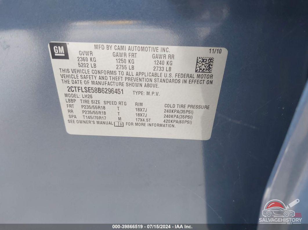 2CTFLSE58B6296451 2011 GMC TERRAIN photo no. 9