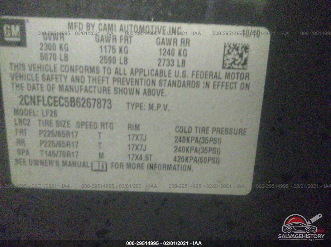 2CNFLCEC5B6267873 2011 CHEVROLET EQUINOX photo no. 9