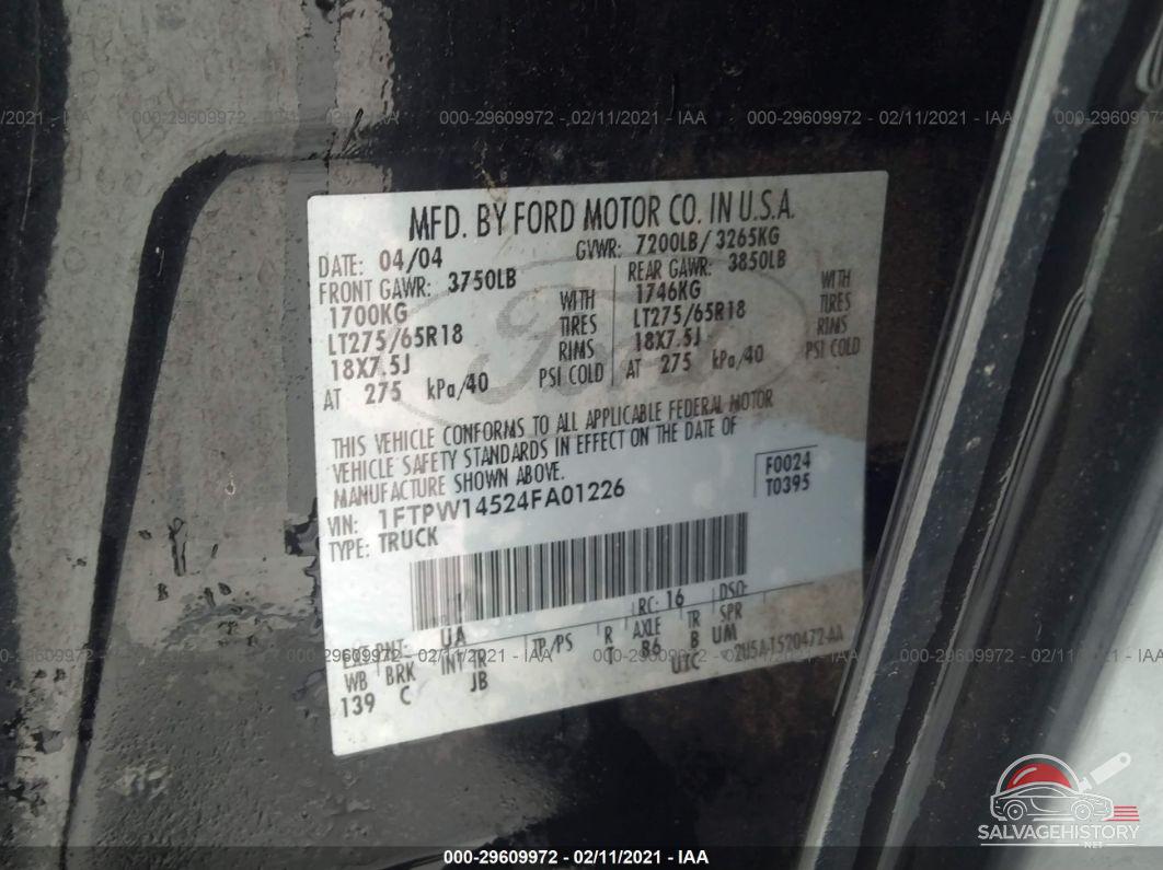 1FTPW14524FA01226 2004 FORD F-150 photo no. 9