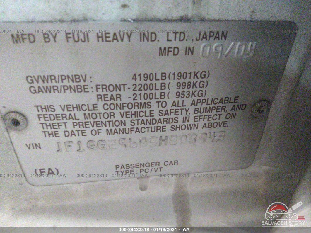JF1GG29605H808943 2005 SUBARU IMPREZA WAGON (NATL) photo no. 9