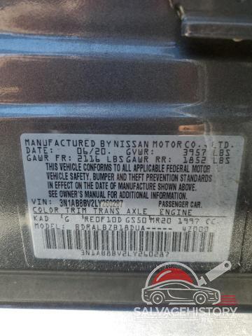 3N1AB8BV2LY260287 2020 NISSAN SENTRA photo no. 12